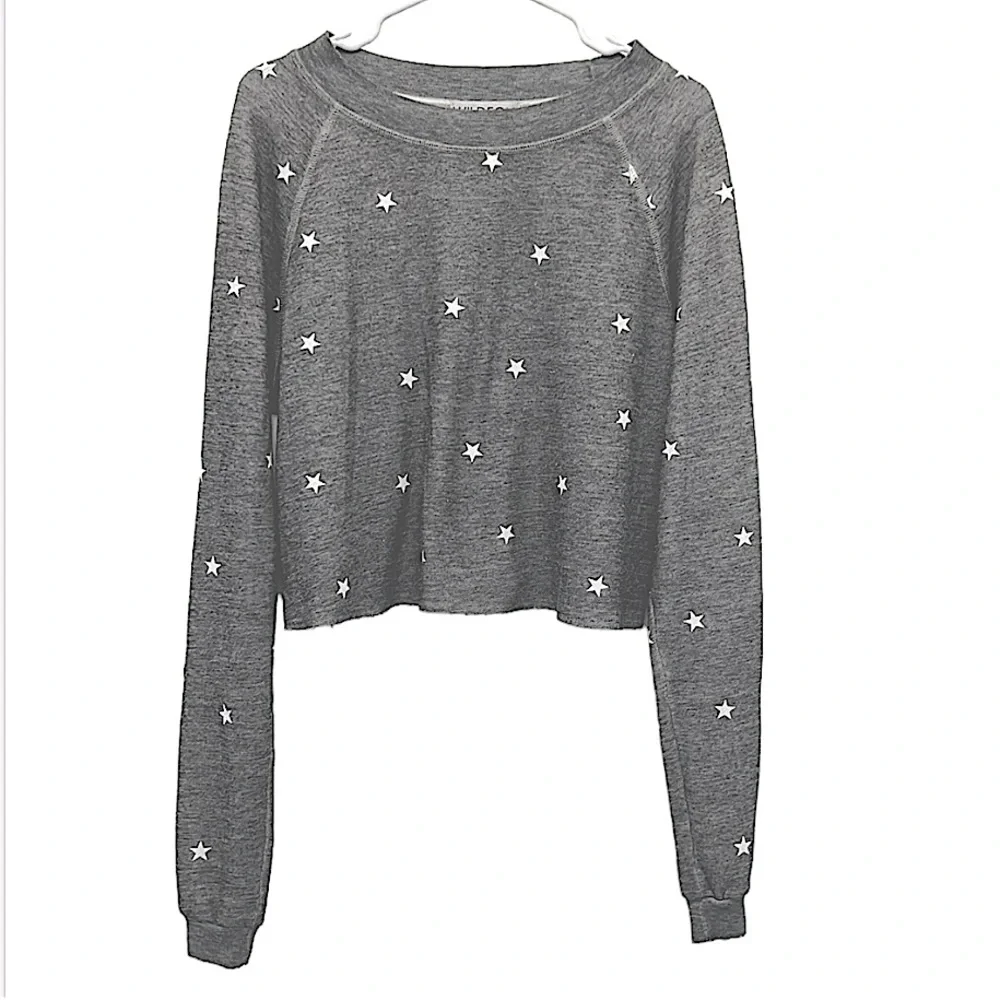 Wildfox Couture Women's Football Star Monte Crop Sweatshirt XS Oversized Lounge - Picture 2 of 9